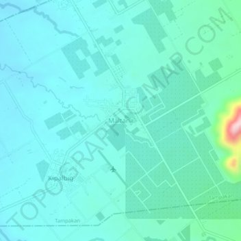 Mapa topográfico Maltana, altitude, relevo