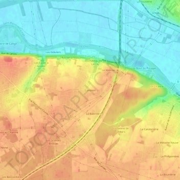 Mapa topográfico Coesnon, altitude, relevo