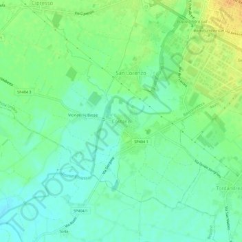 Mapa topográfico Costano, altitude, relevo