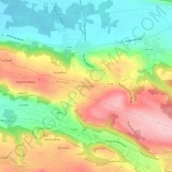 Mapa topográfico Bonne-Gagne, altitude, relevo