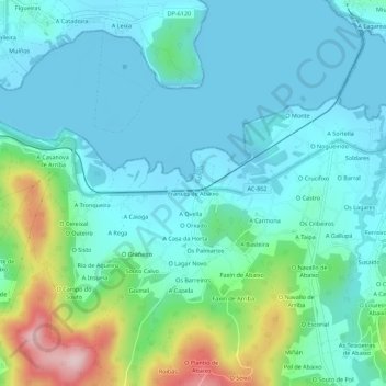 Mapa topográfico Francés de Abaixo, altitude, relevo