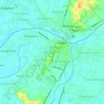 Mapa topográfico Barangay VII, altitude, relevo