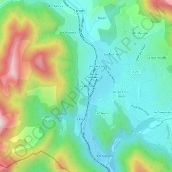 Mapa topográfico La Meyrie, altitude, relevo
