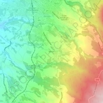 Mapa topográfico Belcolle, altitude, relevo