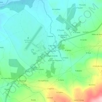 Mapa topográfico A Eixavedra, altitude, relevo