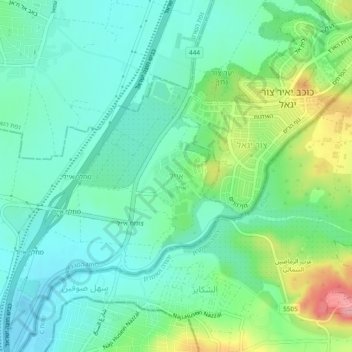 Mapa topográfico Eyal, altitude, relevo