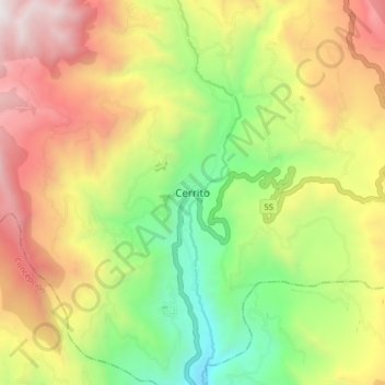 Mapa topográfico Cerrito, altitude, relevo