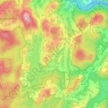 Mapa topográfico Smoke Rise, altitude, relevo