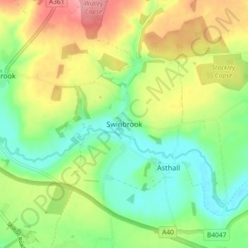 Mapa topográfico Swinbrook, altitude, relevo