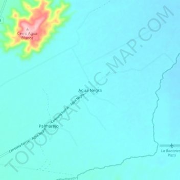 Mapa topográfico Agua Negra, altitude, relevo