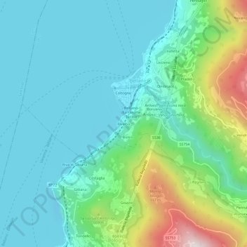 Mapa topográfico Rivalba, altitude, relevo