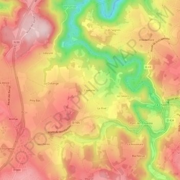 Mapa topográfico Ceveyrac, altitude, relevo