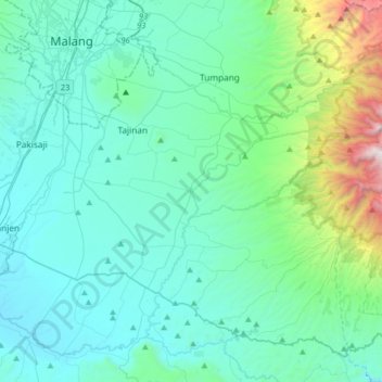Mapa topográfico Wajak, altitude, relevo