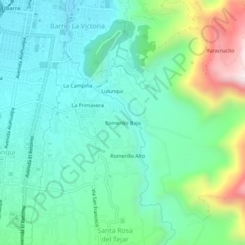 Mapa topográfico Romerillo Bajo, altitude, relevo