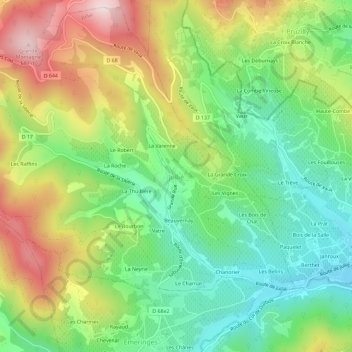 Mapa topográfico Jullié, altitude, relevo