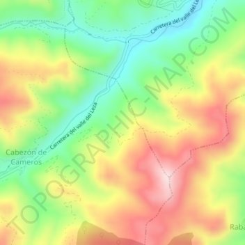 Mapa topográfico Peña Martín, altitude, relevo