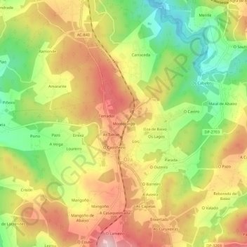 Mapa topográfico Montelongo, altitude, relevo