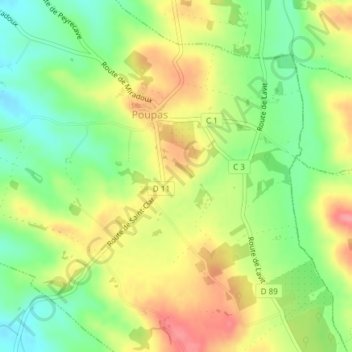 Mapa topográfico Espagne Nord, altitude, relevo