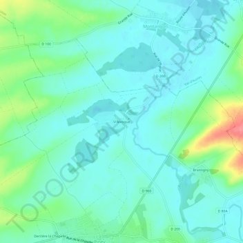 Mapa topográfico Villevoque, altitude, relevo
