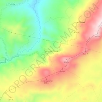 Mapa topográfico Fuente del Conde, altitude, relevo