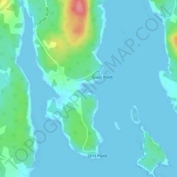 Mapa topográfico Boom Cove, altitude, relevo