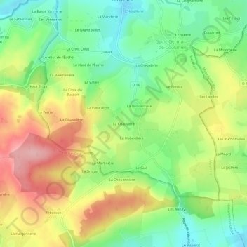 Mapa topográfico La Chauvière, altitude, relevo