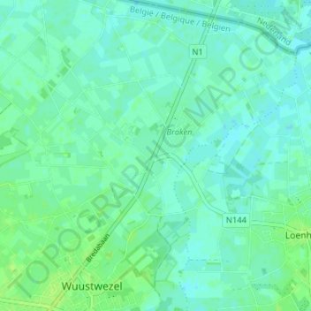 Mapa topográfico Braken, altitude, relevo