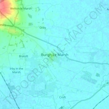 Mapa topográfico Burgh Le Marsh, altitude, relevo