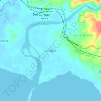 Mapa topográfico San Juan, altitude, relevo