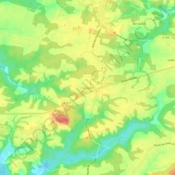 Mapa topográfico La Lagüe, altitude, relevo