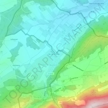 Mapa topográfico Bei der Muehle, altitude, relevo