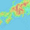Mapa topográfico 愛知県, altitude, relevo
