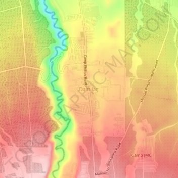 Mapa topográfico Damilag, altitude, relevo