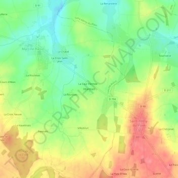 Mapa topográfico Villarmais, altitude, relevo
