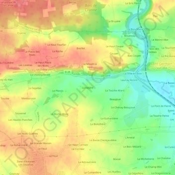 Mapa topográfico La Valière, altitude, relevo