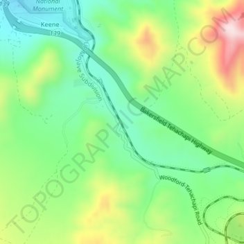 Mapa topográfico Woodford, altitude, relevo