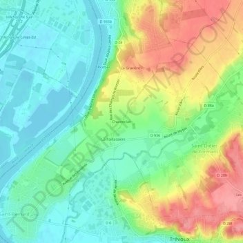 Mapa topográfico Chanteclair, altitude, relevo