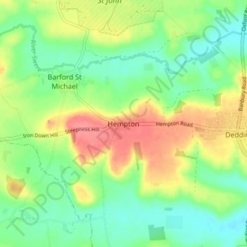 Mapa topográfico Hempton, altitude, relevo