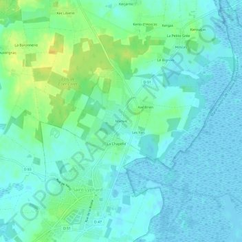 Mapa topográfico Marlais, altitude, relevo
