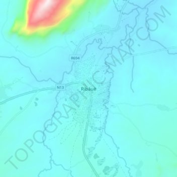 Mapa topográfico Ribáuè, altitude, relevo