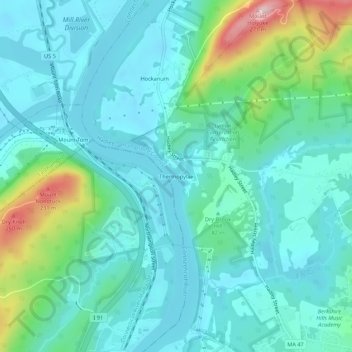 Mapa topográfico Thermopylae, altitude, relevo