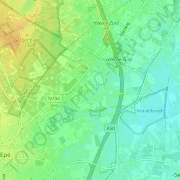 Mapa topográfico Vemde, altitude, relevo