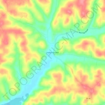 Mapa topográfico Indian Mound, altitude, relevo