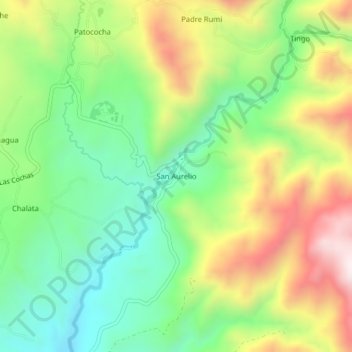 Mapa topográfico San Aurelio, altitude, relevo