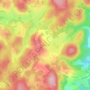 Mapa topográfico Montsermage, altitude, relevo