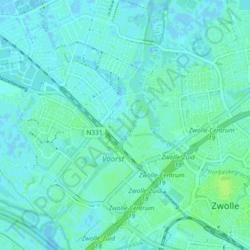 Mapa topográfico Frankhuis, altitude, relevo
