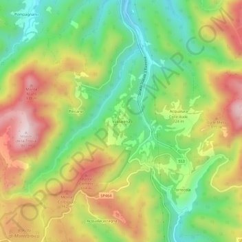Mapa topográfico Valdarena, altitude, relevo
