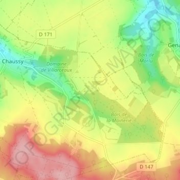 Mapa topográfico La Comté, altitude, relevo