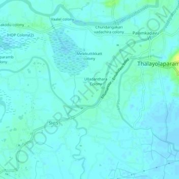 Mapa topográfico Perumkaruga colony, altitude, relevo