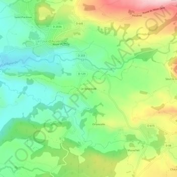 Mapa topográfico Le Bousquet, altitude, relevo